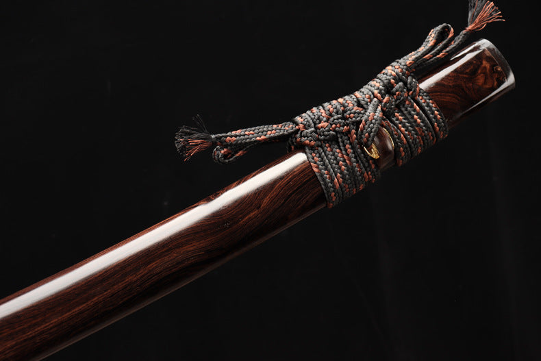 "Samurai's Path of Snow" Japanese Sword, Ebony & Gilded Fittings (102cm Overall), Non-Sharpened Collectible Sword for Display & Gift