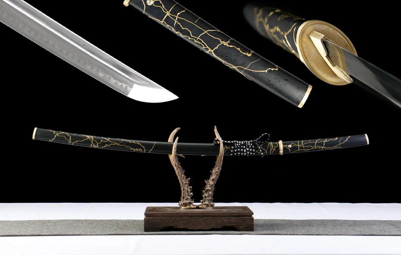 Yoteizan Soul: Midnight Gilding 2nd Gen 1:1 Iaido Katana - T10 Clay Tempered Blade with Full-Length Hi, Full Copper Fittings & Piano Lacquer Saya, Professional Grade Battle-ready katana