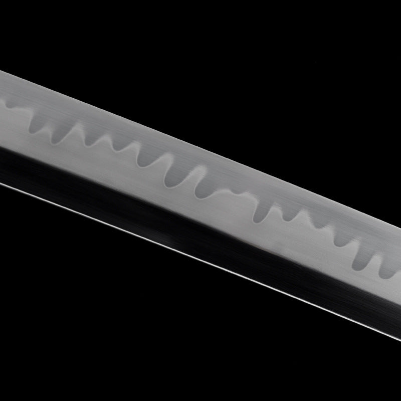 "Black & White Guardians" Japanese T10 Steel Katana, Clay-Tempered Blade with Lacquered Scabbard (103cm Overall), Non-Sharpened Collectible Sword for Display & Gift