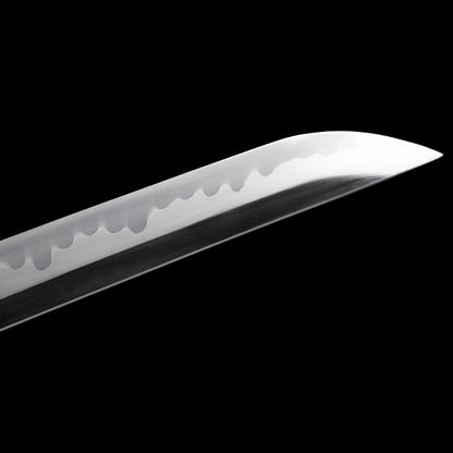 "Black & White Guardians" Japanese T10 Steel Katana, Clay-Tempered Blade with Lacquered Scabbard (103cm Overall), Non-Sharpened Collectible Sword for Display & Gift