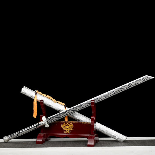 "Thousand Flower Dragon" Chinese Sword | Hand-Forged Manganese Steel | Collector's Art Blade