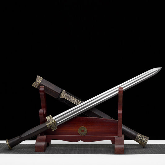 General's Command - Black Sandalwood Chinese Sword | Thousand-layer Steel Hand-Forged | Collector's Grade Art Piece