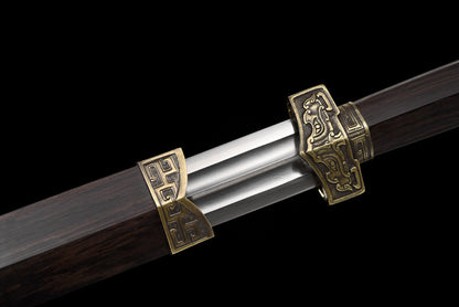General's Command - Black Sandalwood Chinese Sword | Thousand-layer Steel Hand-Forged | Collector's Grade Art Piece