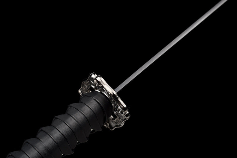"Black Flame" Neo-Chinese Samurai Sword, High Manganese Steel Blade with Alloy Fittings (100cm Overall), Non-Sharpened for Display and Collection