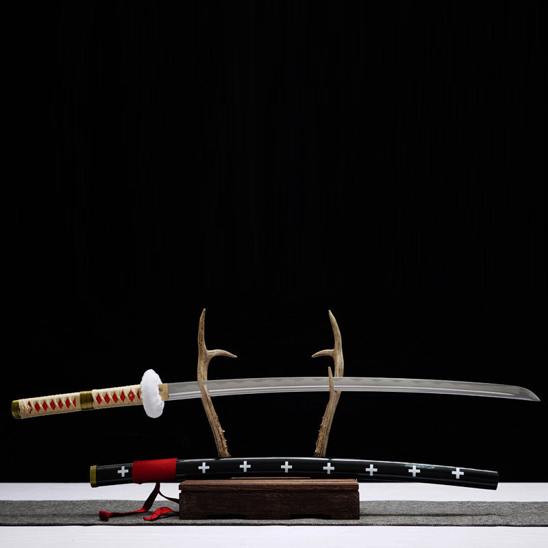 Red Doctor Katana - One Piece Anime Style Collectible, Forged from 1045 Steel, 105cm Overall, Premium Anime Prop Sword,Hand-forged katana