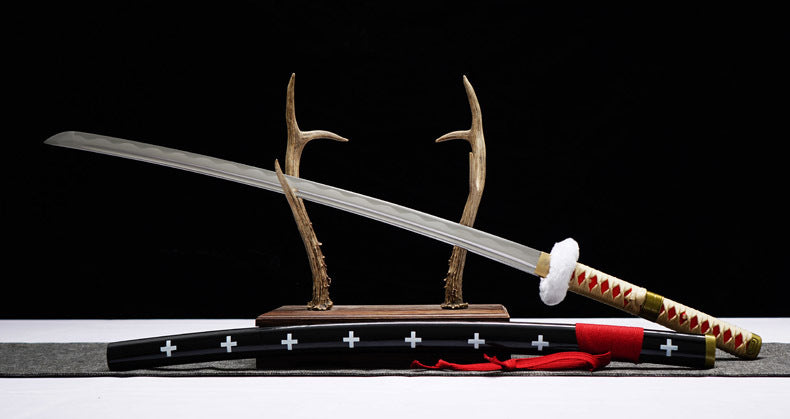 Red Doctor Katana - One Piece Anime Style Collectible, Forged from 1045 Steel, 105cm Overall, Premium Anime Prop Sword,Hand-forged katana