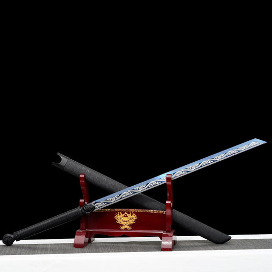 "Blue Dragon Slash" Chinese Katana | Spring Steel Forged | Handcrafted Sword