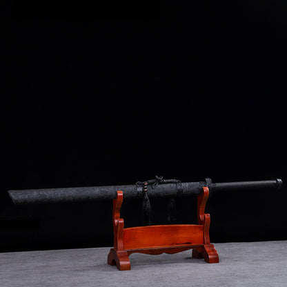 Blue Spirit Blade - Black Gold Series Katana | Hand-Forged High Manganese Steel with Longquan Technique | Exclusive Phoenix Tail Leather Sheath | Collector's Edition Handmade Sword,Hand-forged katana