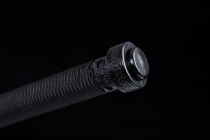 Blue Spirit Blade - Black Gold Series Katana | Hand-Forged High Manganese Steel with Longquan Technique | Exclusive Phoenix Tail Leather Sheath | Collector's Edition Handmade Sword,Hand-forged katana