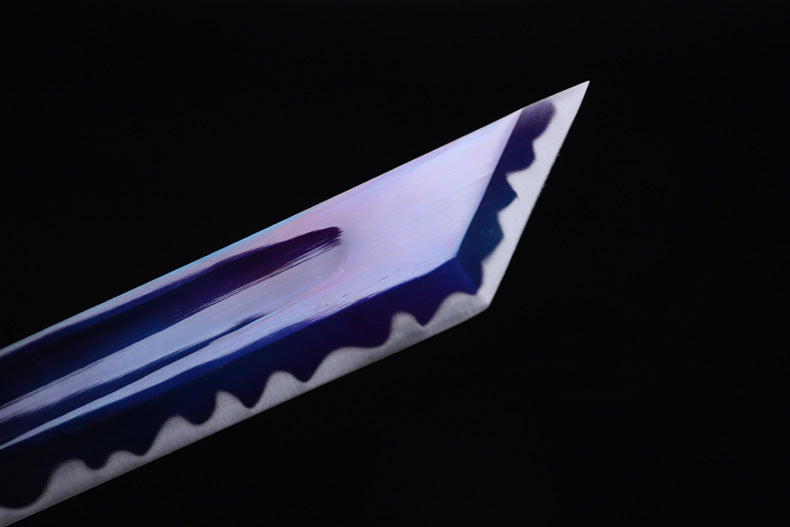 Blue Spirit Blade - Black Gold Series Katana | Hand-Forged High Manganese Steel with Longquan Technique | Exclusive Phoenix Tail Leather Sheath | Collector's Edition Handmade Sword,Hand-forged katana