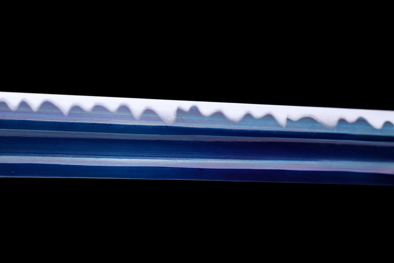 Blue Spirit Blade - Black Gold Series Katana | Hand-Forged High Manganese Steel with Longquan Technique | Exclusive Phoenix Tail Leather Sheath | Collector's Edition Handmade Sword,Hand-forged katana