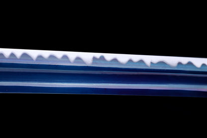 Blue Spirit Blade - Black Gold Series Katana | Hand-Forged High Manganese Steel with Longquan Technique | Exclusive Phoenix Tail Leather Sheath | Collector's Edition Handmade Sword,Hand-forged katana