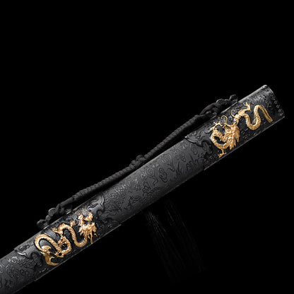 Dragon King Chinese Sword, Movie-Style Collectible, 106cm & 1.8kg, Alloy Handle with Wood & Leather Sheath, Ideal for Gift & Display