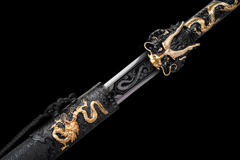 Dragon King Chinese Sword, Movie-Style Collectible, 106cm & 1.8kg, Alloy Handle with Wood & Leather Sheath, Ideal for Gift & Display