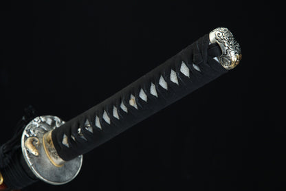 "Carp Leaping Dragon Gate" Japanese Sword, 1095 Steel Blade (100cm Overall), Non-Sharpened Collectible Sword for Display & Gift, Includes Brocade Box