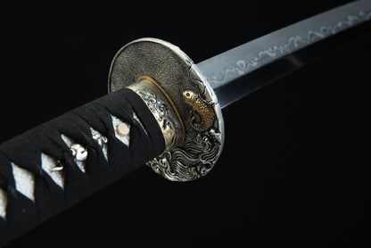 "Carp Leaping Dragon Gate" Japanese Sword, 1095 Steel Blade (100cm Overall), Non-Sharpened Collectible Sword for Display & Gift, Includes Brocade Box