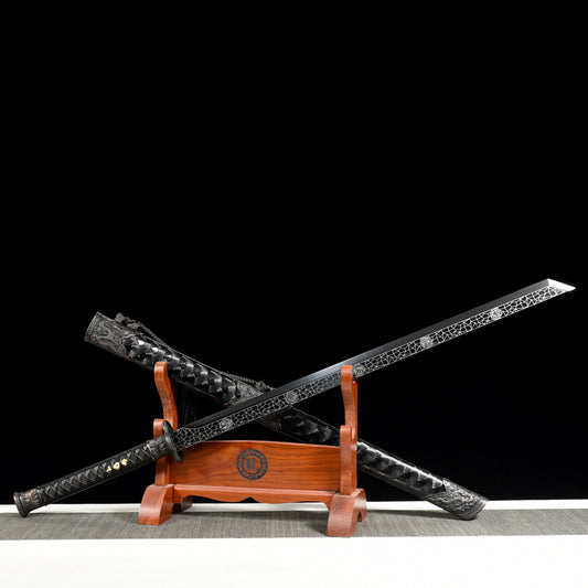 "Coiled Dragon War Blade (Twin Dragons)" Chinese Saber | Spring Steel Hand-Forged | Collector's Edition Sword