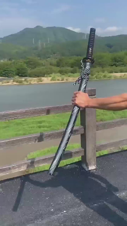 Leng Mo Anime Katana, Spring Steel Blade with Lacquered Wood Saya, 103cm & 1.35kg, Japanese-Style Display Collectible