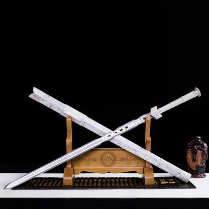 Water Han Sword - Movie/TV Style Neo-Chinese Jian, Hand-Forged High Manganese Steel, 105cm Overall, Zinc Alloy Fittings