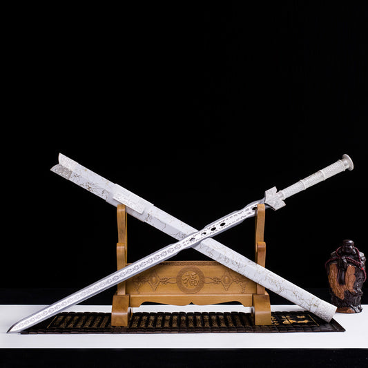 Water Han Sword - Movie/TV Style Neo-Chinese Jian, Hand-Forged High Manganese Steel, 105cm Overall, Zinc Alloy Fittings