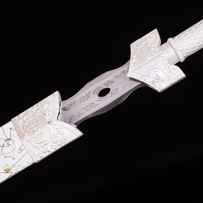 Water Han Sword - Movie/TV Style Neo-Chinese Jian, Hand-Forged High Manganese Steel, 105cm Overall, Zinc Alloy Fittings