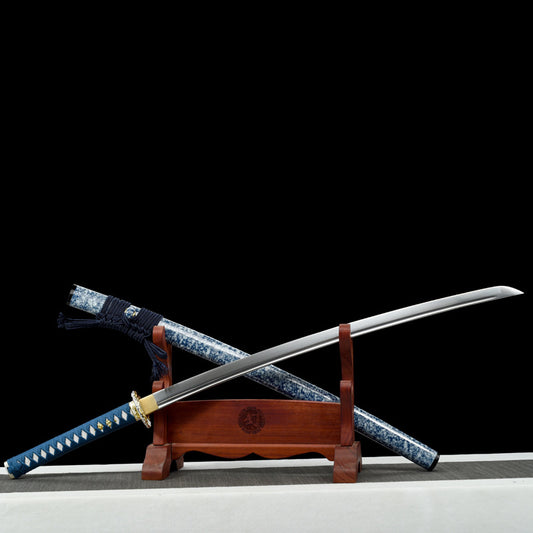 Legendary “Suanni” Katana - Spring Steel with 90° Flexibility & 60 HRC, Unsharpened, Custom Lacquered Saya with Exclusive Sageo, Premium Box