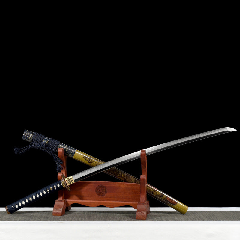 "Heavenly Star" Japanese T10 Steel Samurai Sword, Hand-Forged Blade with Dragon Claw Pattern (103cm Overall), Non-Sharpened Collectible Sword for Display & Gift, Includes Brocade Box