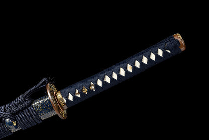 "Heavenly Star" Japanese T10 Steel Samurai Sword, Hand-Forged Blade with Dragon Claw Pattern (103cm Overall), Non-Sharpened Collectible Sword for Display & Gift, Includes Brocade Box