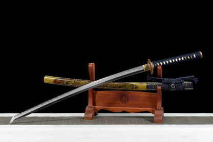 "Heavenly Star" Japanese T10 Steel Samurai Sword, Hand-Forged Blade with Dragon Claw Pattern (103cm Overall), Non-Sharpened Collectible Sword for Display & Gift, Includes Brocade Box