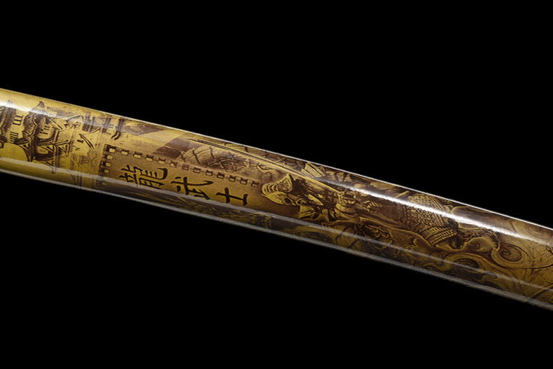 "Heavenly Star" Japanese T10 Steel Samurai Sword, Hand-Forged Blade with Dragon Claw Pattern (103cm Overall), Non-Sharpened Collectible Sword for Display & Gift, Includes Brocade Box