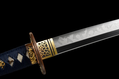"Heavenly Star" Japanese T10 Steel Samurai Sword, Hand-Forged Blade with Dragon Claw Pattern (103cm Overall), Non-Sharpened Collectible Sword for Display & Gift, Includes Brocade Box
