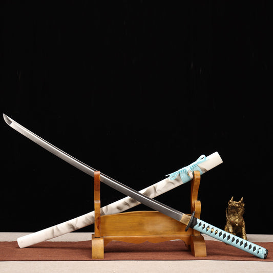 "Celestial Law" Japanese 45# Steel Samurai Sword, Slender Blade with Blood Groove (102cm Overall), Non-Sharpened Collectible Sword for Display & Gift, Includes Brocade Box & Maintenance Oil