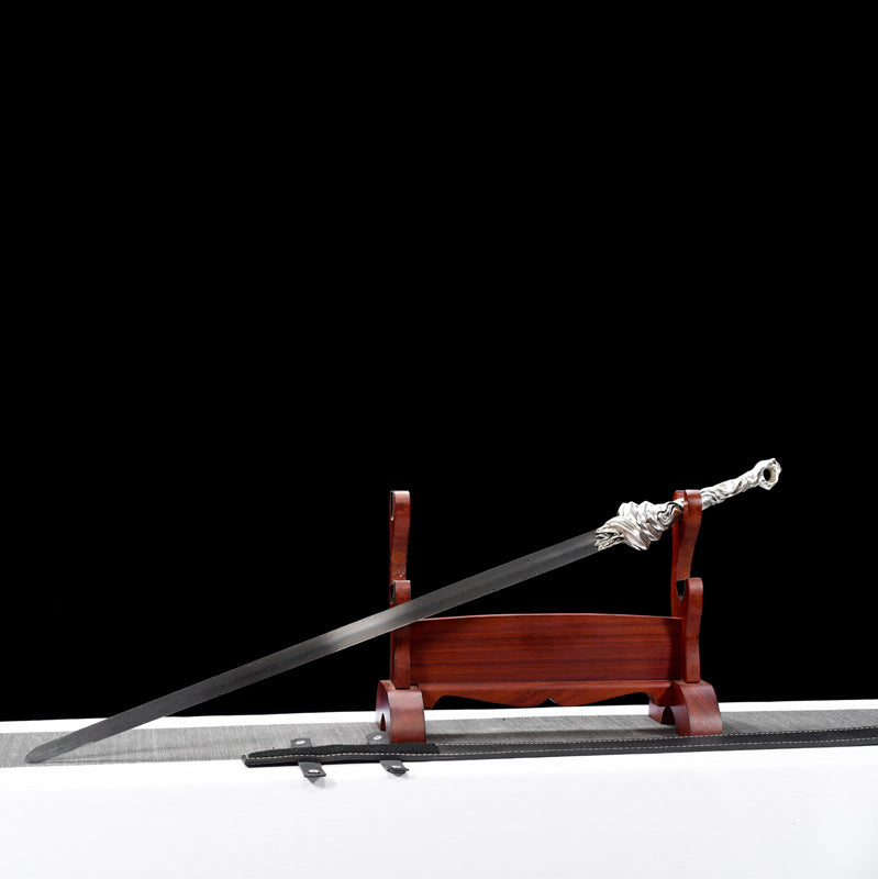 Wen Jing Jian - "Mysterious Lotus Casebook" Li Lianhua 1:1 Replica, Folded Pattern Steel, Solid Copper Silver-Plated Fittings, Belt Sheath, Collector's Edition