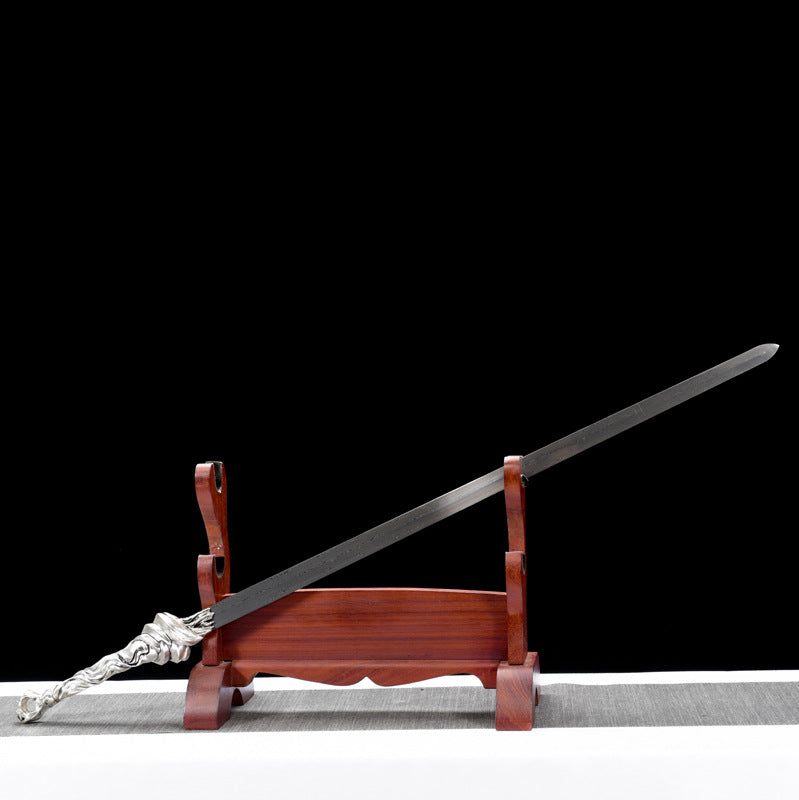 Wen Jing Jian - "Mysterious Lotus Casebook" Li Lianhua 1:1 Replica, Folded Pattern Steel, Solid Copper Silver-Plated Fittings, Belt Sheath, Collector's Edition