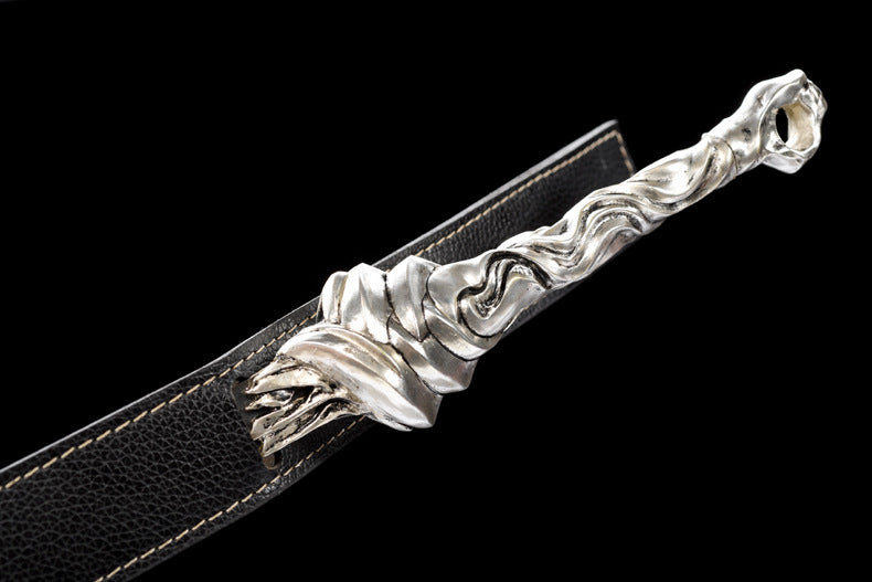 Wen Jing Jian - "Mysterious Lotus Casebook" Li Lianhua 1:1 Replica, Folded Pattern Steel, Solid Copper Silver-Plated Fittings, Belt Sheath, Collector's Edition