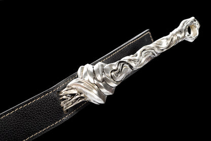 Wen Jing Jian - "Mysterious Lotus Casebook" Li Lianhua 1:1 Replica, Folded Pattern Steel, Solid Copper Silver-Plated Fittings, Belt Sheath, Collector's Edition