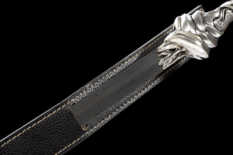 Wen Jing Jian - "Mysterious Lotus Casebook" Li Lianhua 1:1 Replica, Folded Pattern Steel, Solid Copper Silver-Plated Fittings, Belt Sheath, Collector's Edition