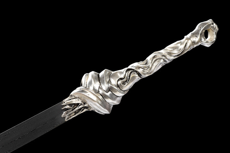 Wen Jing Jian - "Mysterious Lotus Casebook" Li Lianhua 1:1 Replica, Folded Pattern Steel, Solid Copper Silver-Plated Fittings, Belt Sheath, Collector's Edition