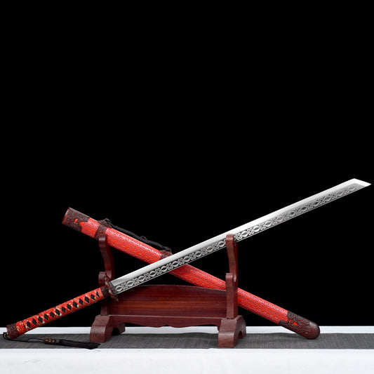 "Crimson Slayer" Chinese Sword | Hand-Forged Manganese Steel | Collector's Heritage Artwork