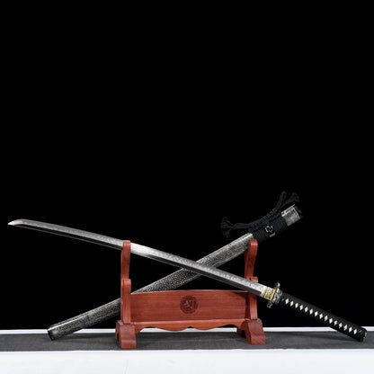 "Mystic Night Sky" Japanese T10 Steel Katana, Dragon Claw Hamon Handmade Sword (103cm Overall), Non-Sharpened Collectible Sword for Display & Gift