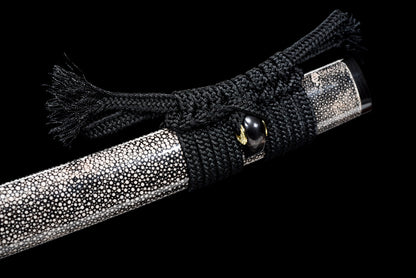 "Mystic Night Sky" Japanese T10 Steel Katana, Dragon Claw Hamon Handmade Sword (103cm Overall), Non-Sharpened Collectible Sword for Display & Gift