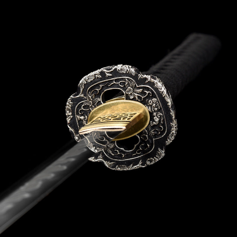 "Mystic Night Sky" Japanese T10 Steel Katana, Dragon Claw Hamon Handmade Sword (103cm Overall), Non-Sharpened Collectible Sword for Display & Gift