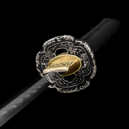 "Mystic Night Sky" Japanese T10 Steel Katana, Dragon Claw Hamon Handmade Sword (103cm Overall), Non-Sharpened Collectible Sword for Display & Gift