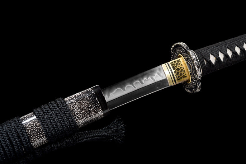 "Mystic Night Sky" Japanese T10 Steel Katana, Dragon Claw Hamon Handmade Sword (103cm Overall), Non-Sharpened Collectible Sword for Display & Gift