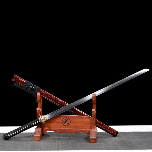 "Demon Blade Crimson Tassel" Japanese Katana | Hand-Forged Steel | Collector's Art Piece