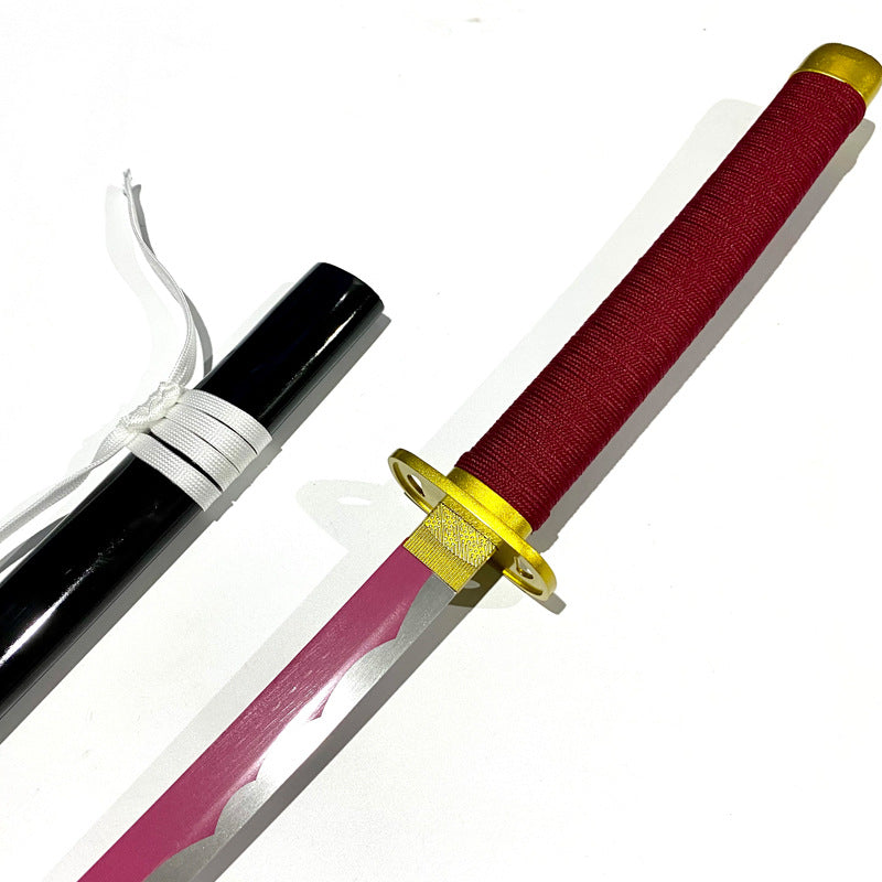 Pink Anime Sword - Popular Character Themed Collectible, Chrome Steel Blade with Wood Sheath, 104cm Overall & 1kg Lightweight