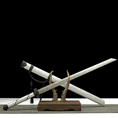 Black Gold Ancient Blade: Silver Soul" Neo-Chinese Katana | 1045 Steel with Special Treatment | Collector's Handcrafted Sword,Hand-forged katana