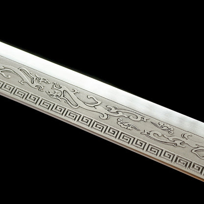 Black Gold Ancient Blade: Silver Soul" Neo-Chinese Katana | 1045 Steel with Special Treatment | Collector's Handcrafted Sword,Hand-forged katana