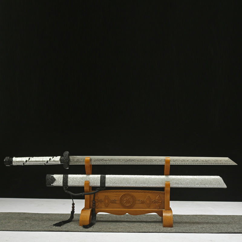 Black Gold Ancient Blade: Silver Soul" Neo-Chinese Katana | 1045 Steel with Special Treatment | Collector's Handcrafted Sword,Hand-forged katana