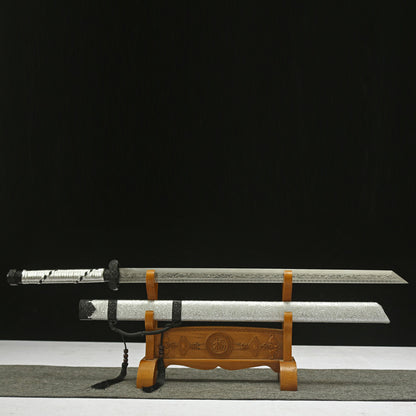 Black Gold Ancient Blade: Silver Soul" Neo-Chinese Katana | 1045 Steel with Special Treatment | Collector's Handcrafted Sword,Hand-forged katana